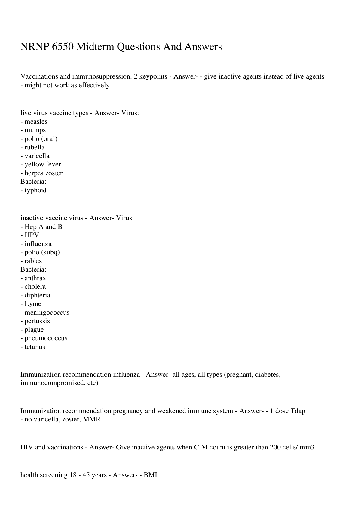 Preview image for NRNP 6550 Midterm Questions And Answers